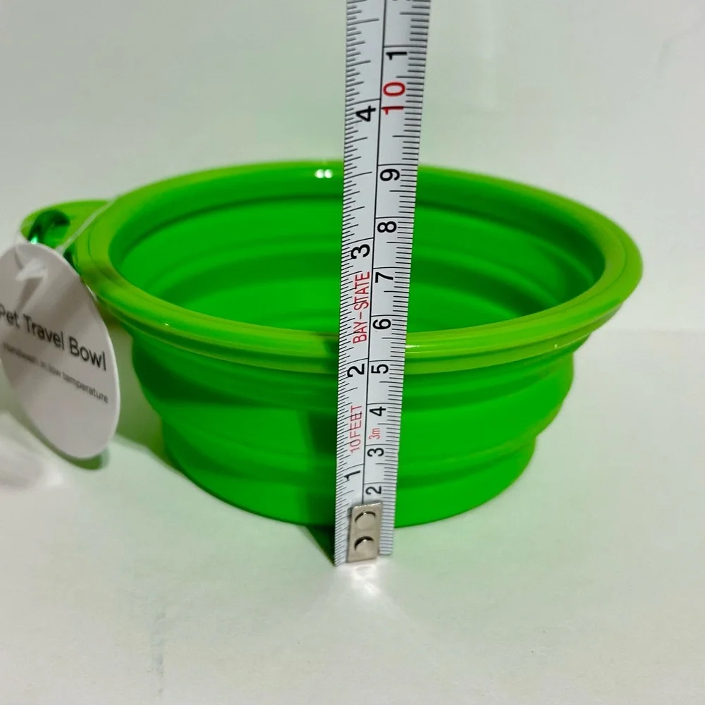 Collapsible Silicone Dog 5” Travel Bowl Dish 12oz Green Bone Pet Portable
